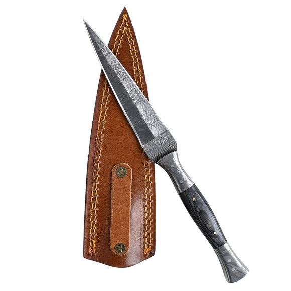 Damascus Two Side Kitchen Knife with Pakka Wood Handle Handmade Knife NEW - Picture 3 of 7